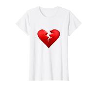 Cœur brisé Rouge T-Shirt Graphique avec Valeur, Femme, Blanc, XL
