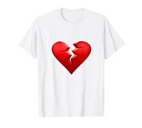 Cœur brisé Rouge T-Shirt Graphique avec Valeur, Homme, Blanc, S