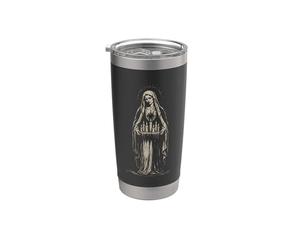 Cœur chrétien sacré Vierge Marie avec bougies de prière Gobelet isotherme en acier inoxydable double paroi