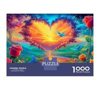 Cœur Ciel Puzzle 1000 PiècesLe Cœur Fleurit pour Experts Carton Résistant À l'usure Difficile Anti-Stress Édition Limitée avec Affiche Guide 38x26cm/1000pcs