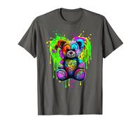 Cœur coloré drôle Heureux Art numérique Graffiti Ours en Peluche T-Shirt, Homme, Asphalte, S