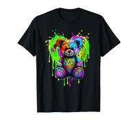 Cœur coloré drôle Heureux Art numérique Graffiti Ours en Peluche T-Shirt, Homme, Noir, S