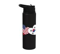 Cœur Corée du Sud Amour Drapeau Américain Demi Coréen Moitié Améric Stainless Steel Insulated Water Bottle