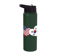 Cœur Corée du Sud Amour Drapeau Américain Demi Coréen Moitié Améric Stainless Steel Insulated Water Bottle