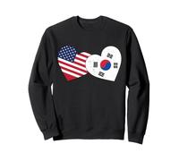 Cœur Corée du Sud Amour Drapeau Américain Demi Coréen Moitié Améric Sweatshirt