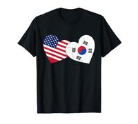 Cœur Corée du Sud Amour Drapeau Américain Demi Coréen Moitié Améric T-Shirt