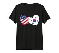 Cœur Corée du Sud Amour Drapeau Américain Demi Coréen Moitié Améric T-Shirt Haut de Gamme