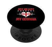 Cœur Country Georgia | Caucase | Drapeau Patriotique Géorgien PopSockets PopGrip Adhésif