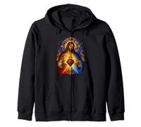 Cœur de Jésus Sacré Gothique Cathédrale Mosaïque Icône Art Foi Sweat à Capuche