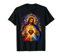 Cœur de Jésus Sacré Gothique Cathédrale Mosaïque Icône Art Foi T-Shirt