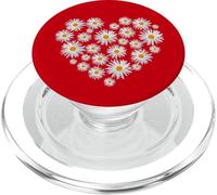 Cœur de Marguerites Blanches en Forme de Manie Rouge PopSockets PopGrip pour MagSafe