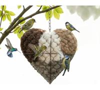 Cœur de Nidification d'oiseaux en Fibre d'alpaga Fait à la Main, sanctuaire Rechargeable pour Oiseaux Sauvages avec matériaux de Nidification Doux, Cadeau en Forme de cœur pour Le Jardin, la terrasse