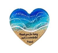 Cœur de poche fait à la main en verre comme pièce de décoration maritime avec charme naturel pour les amateurs de collections marines Idée cadeau créative (bleu ciel, 5 x 5 cm)