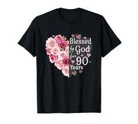 Cœur de Rose « Blessed by God for 90 Years » pour 90e Anniversaire T-Shirt