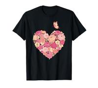 Cœur de Rose Vintage avec Papillon Amour T-Shirt
