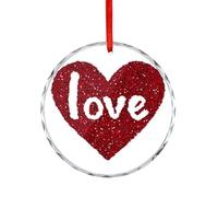 Cœur de Saint-Valentin avec mot d'amour en cristal à suspendre pour décoration d'arbre de Noël