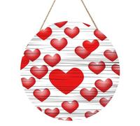 Cœur dessiné dans le rouge à lèvres 30,5 cm rond en bois panneau de décoration murale panneau de porte en bois MDF à suspendre avec corde, décoration d'intérieur de ferme cadeau