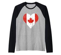 Cœur Drapeau du Canada Manche Raglan