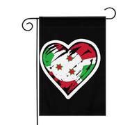 Cœur du drapeau burundais du Burundi Drapeaux de jardin (12,5 x 18 pouces) - Bannière aux couleurs éclatantes pour décoration extérieure de jardin et de maison