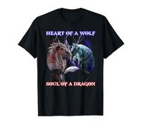 Cœur d'un Loup âme d'un Dragon T-Shirt Graphique avec Valeur