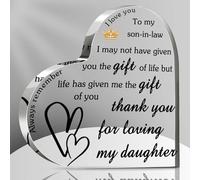 Cœur en acrylique - Cadeau de Noël pour beau-fils - Idées d'avenir - Cadeau d'anniversaire pour beau-fils - Fête des pères - Cadeau de Noël pour marié - Plaque décorative en acrylique (15 x 15 x 15 cm