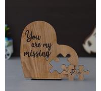 Cœur en bois marron en forme de cœur « You are My Missing Piece » Cadeau de Saint-Valentin pour petite amie, petit ami, mari, épouse, lui | Cadeau de Saint-Valentin | Articles de décoration de