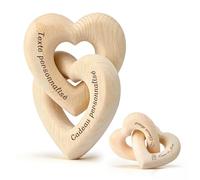 Cœur en bois personnalisé Cœurs entrelacés en bois gravés sur mesure sculpture cœur infini personnalisée avec prénom icône, décoration d’amour en bois pour mariage fête des mères cadeau couple (Déc1)