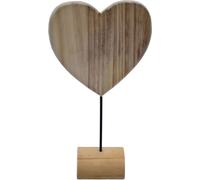 Cœur en bois sur pied - env. 37 cm - couleur : naturel