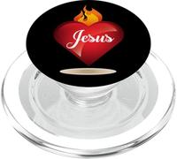 Cœur en feu Qui Dit Jésus PopSockets PopGrip pour MagSafe