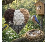 Cœur en fibre fait à la main, à remplir, nichoir d'extérieur en forme de colibri, décoration de jardin, décoration de jardin, décoration de jardin pour les amoureux des animaux