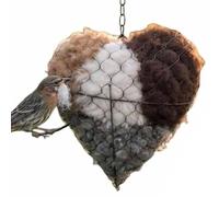 Cœur en Fibres Naturelles Fait Main pour nids d'oiseaux, Support de matériaux pour nids d'oiseaux, nichoirs pour colibris, abri extérieur Double Saison pour Oiseaux, idéal pour Le Jardin(1pc)