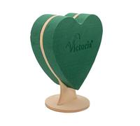 Cœur en mousse humide 21 cm sur pied Hauteur 25,5 cm des deux côtés - Pour fleuristes professionnels et amateurs - Éponge enfichable pour fleurs fraîches - Pâte à fleurs - Accessoires floraux et