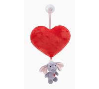Cœur en Peluche 15cm avec Doudou Love éléphant Gris foncé 10cm et Ventouse Rouge - Peluche Douce, Mignonne Peluche à câliner, pour Jouer, pour Enfants et Adultes, Une Excellente idée de Cadeau