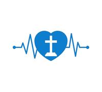 cœur et croix chrétienne Stickers muraux 48x121.4cm Modification et ajout d'informations possibles Bleu