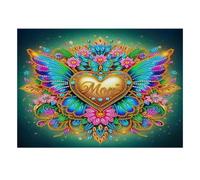 Cœur Fleur Aile Puzzle, 1000 Pièces Jeu Difficile pour Adultes | 38x26cm Amateurs De Puzzles, Cadeau D'anniversaire, Carton, Interaction Familiale, Construction Solide
