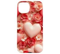 Cœur Floral Amour Romantique Fleur Design décoratif Coque pour iPhone 15 Plus