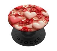 Cœur Floral Amour Romantique Fleur Design décoratif PopSockets PopGrip Adhésif