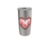 Cœur floral de roses et de tulipes - Fleurs Gobelet isotherme en acier inoxydable double paroi