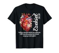 Cœur Floral Ézéchiel 36:26 Cœur de Chair Femme chrétienne T-Shirt