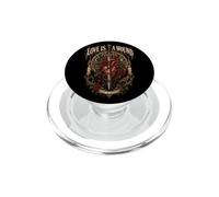 Cœur Gothique Amour et Douleur avec Roses et Épée PopSockets PopGrip pour MagSafe