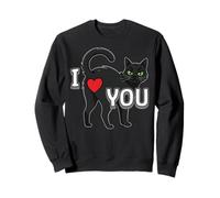 Cœur Humoristique en Forme de Crosse de Chat Noir pour Saint-Valentin I Love You Sweatshirt