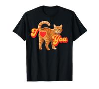 Cœur Humoristique en Forme de Crosse de Chat Orange pour la Saint-Valentin I Love You T-Shirt
