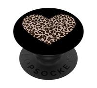 Cœur Léopard - Beige Nude Doux PopSockets PopGrip Adhésif