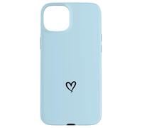 Cœur Minimaliste - Esthétique Sketch Love - Bleu Layette Coque pour iPhone 15 Plus