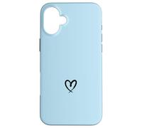 Cœur Minimaliste - Esthétique Sketch Love - Bleu Layette Coque pour iPhone 16 Plus