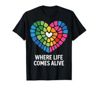 Cœur mosaïque Arc-en-Ciel où la Vie Vient Vivante T-Shirt