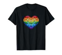 Cœur mosaïque en verre teinté arc-en-ciel Pride T-Shirt