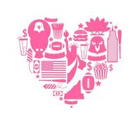 cœur new york usa Stickers muraux en vinyle 54.6x62.1cm Modification et ajout d'informations possibles Rose