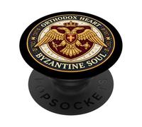 Cœur orthodoxe âme Byzantine Aigle byzance chrétien PopSockets PopGrip Adhésif