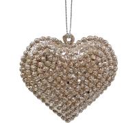 Cœur pailleté Pendentif Déco Champagne 6x6,5cm 12pcs Set Célébration Mariage Décoration de table